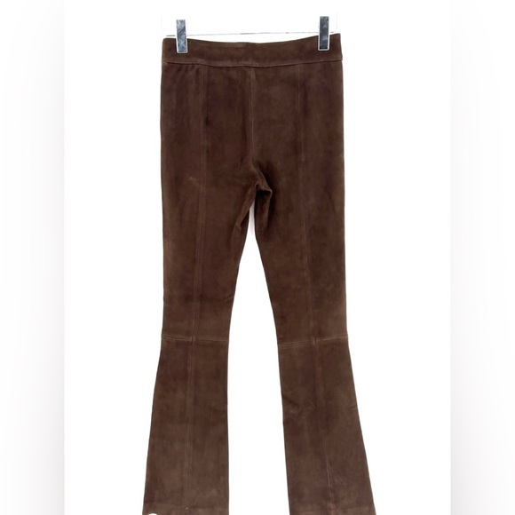 Kobi Halperin Joelle High-Rise Leather Suede Flare Pants Chocolate Brown 2 - Picture 6 of 12